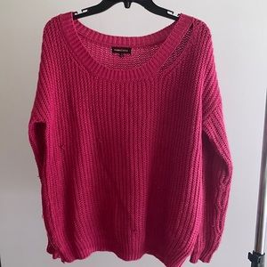 Distressed Fuchsia Knitted Sweater